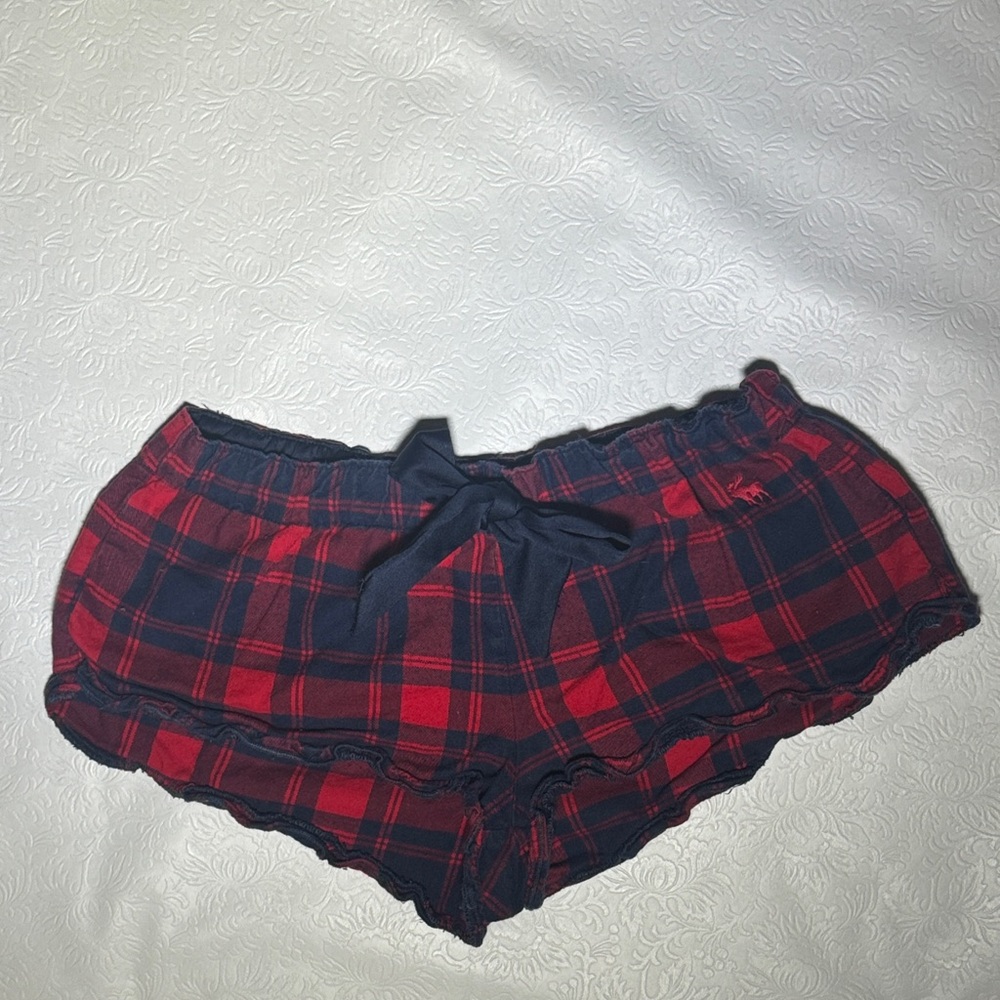 Abercrombie & Fitch Navy and Red Plaid Shorts